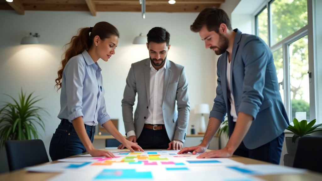 Team voert brainstormingsessie uit met kleurrijke notities en diagrammen
